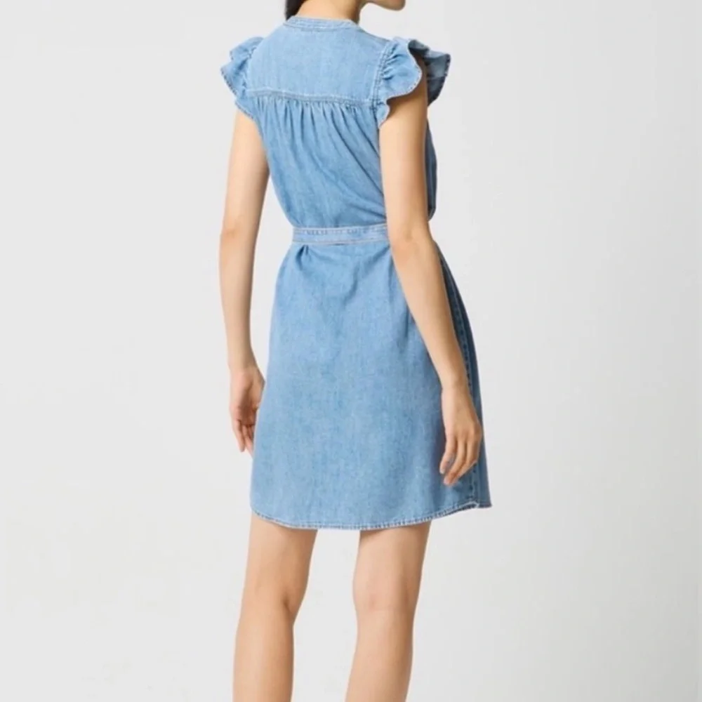 NWT J. Crew Ruffle Sleeve Button Up Mini Denim Dress - Picture 4 of 9